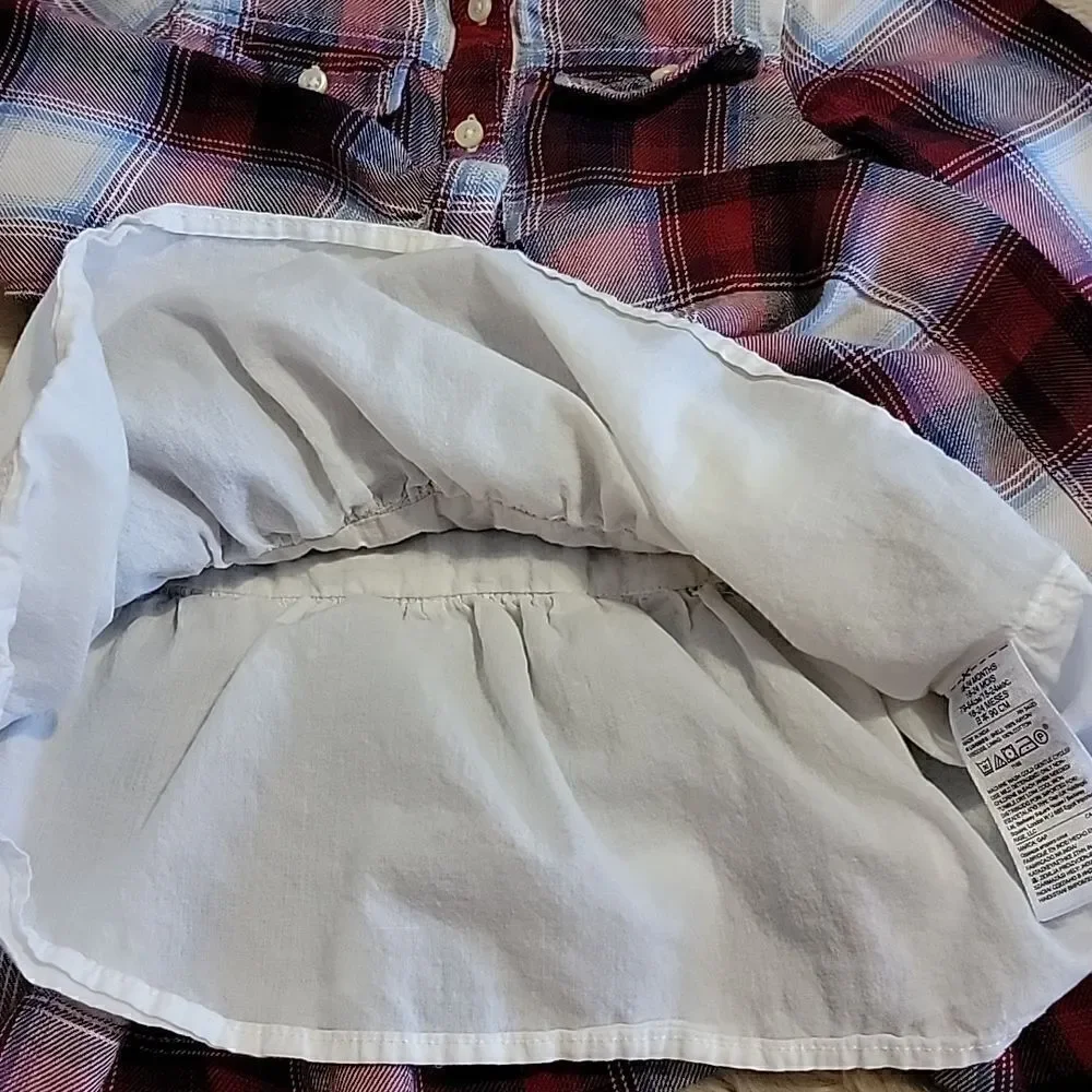 GAP RED PLAID PENDLETON WOOL LONG-SLEEVE DRESS, SIZE 18-24 MONTHS